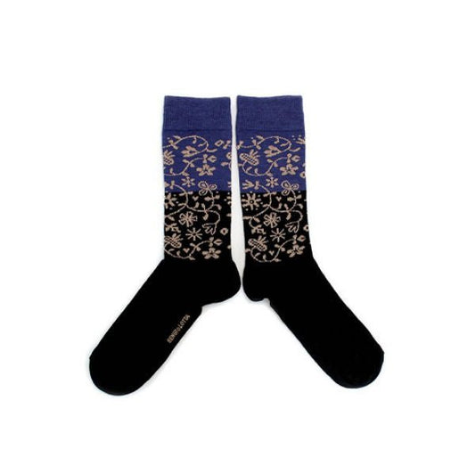 Bengt & Lotta Merino Wool Socks Blue "Garden" | Small