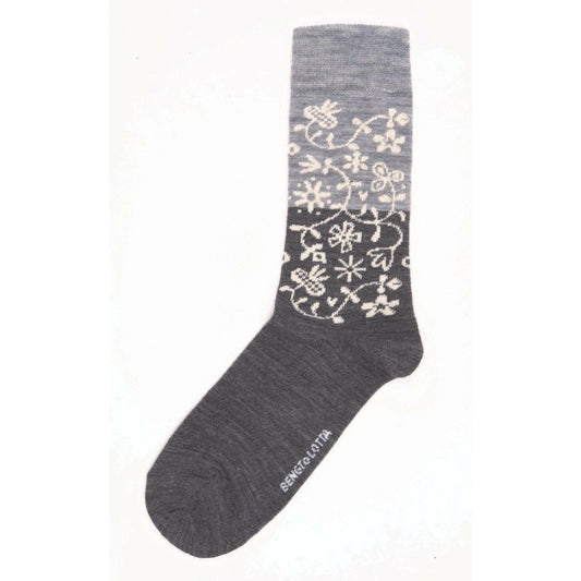Bengt & Lotta Merino Wool Socks Grey "Garden" | Large