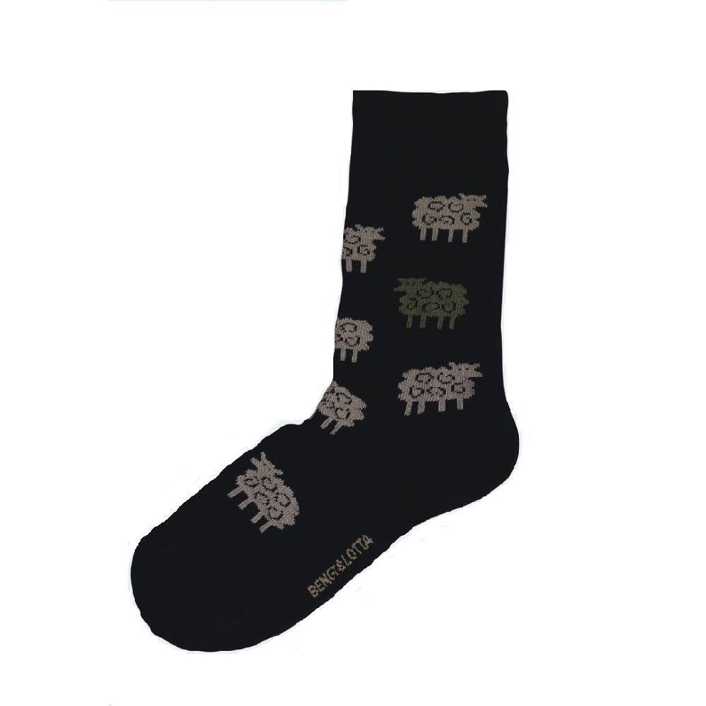 Bengt & Lotta Merino Wool Socks Black "Sheep" | Small