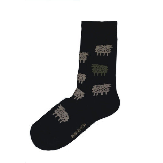 Bengt & Lotta Merino Wool Socks Black "Sheep" | Small