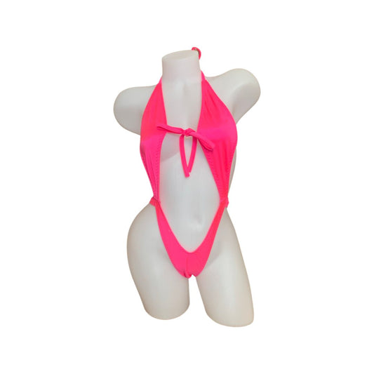Suspender Front Tie Top & Thong Pink