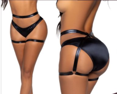 Wet Look O-Ring Butt Harness Black