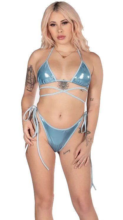 X9 Bikini: Metallic Baby Blue (Scrunch)